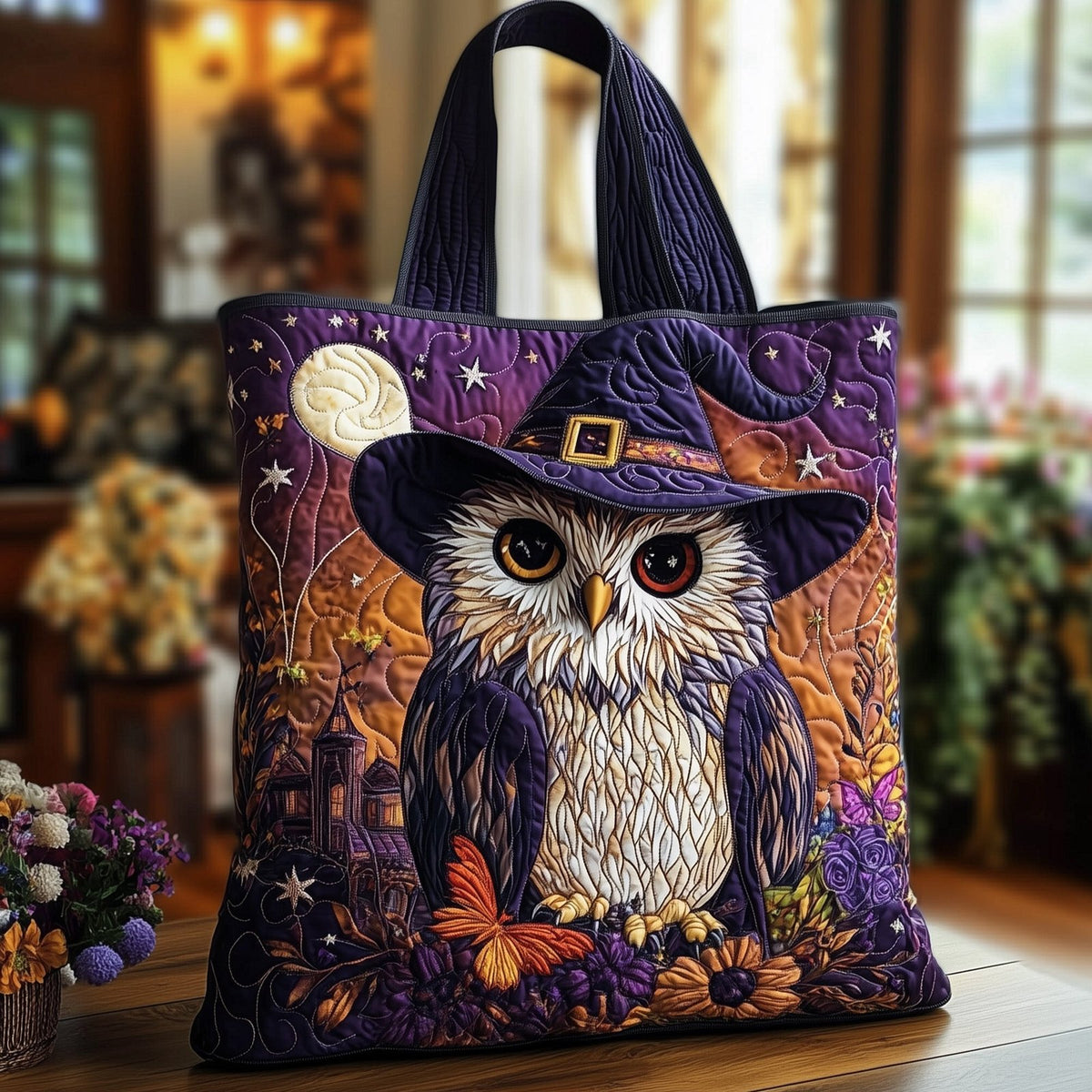 Halloween Charm Quilted Tote Bag printed tote bag