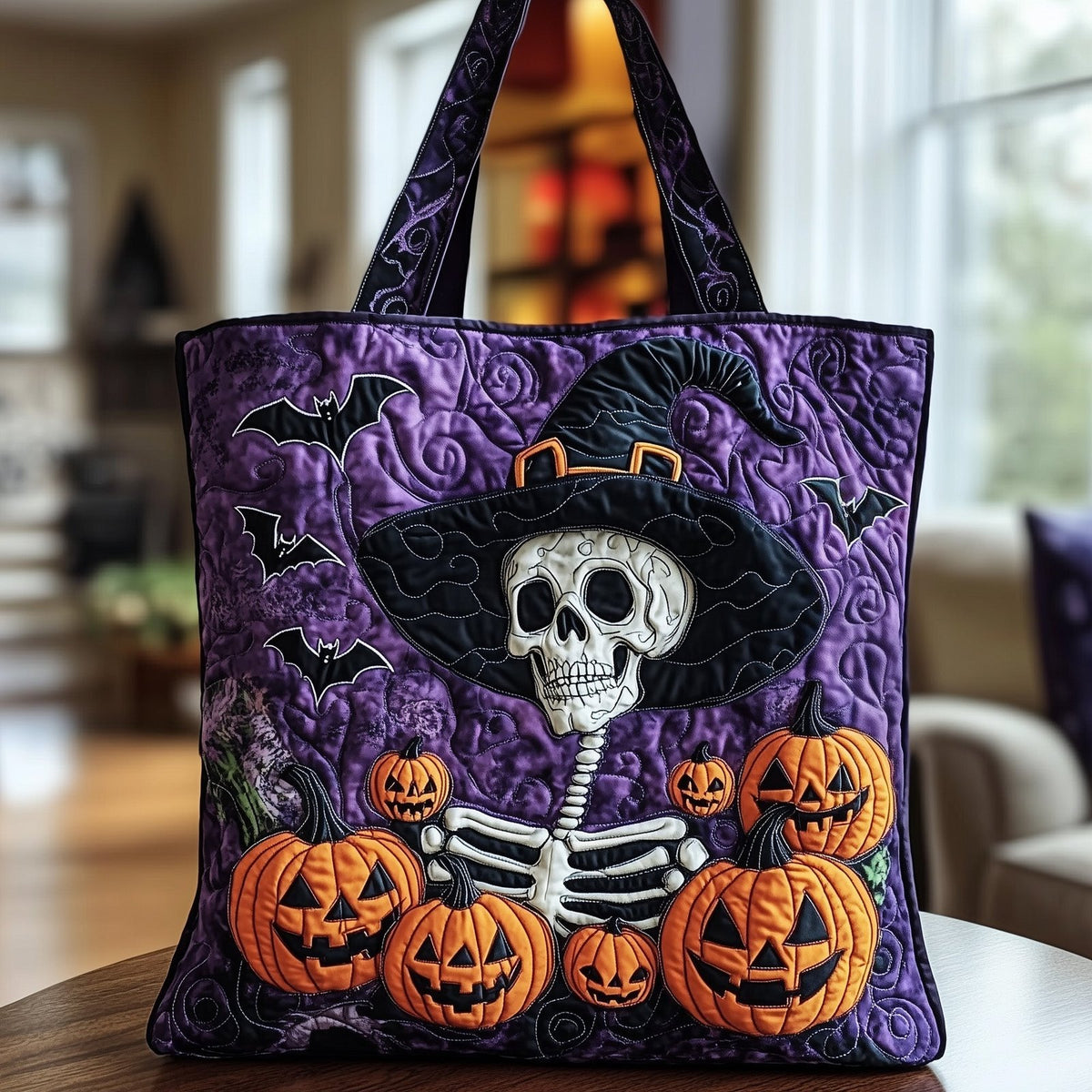 Halloween Charm Quilted Tote Bag printed tote bag