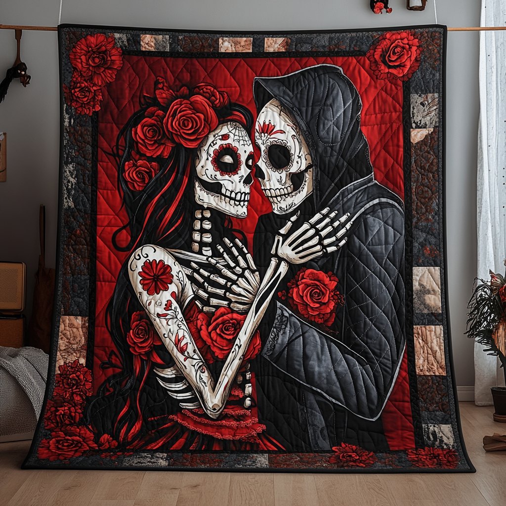 Halloween Couple Quilted Blanket printed blanket