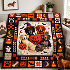 Halloween Dachshund Pack Quilted Blanket printed blanket