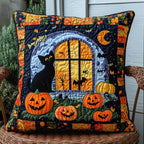 Halloween Festive Black Cat Quilted Cushion Cover printed cushion cover