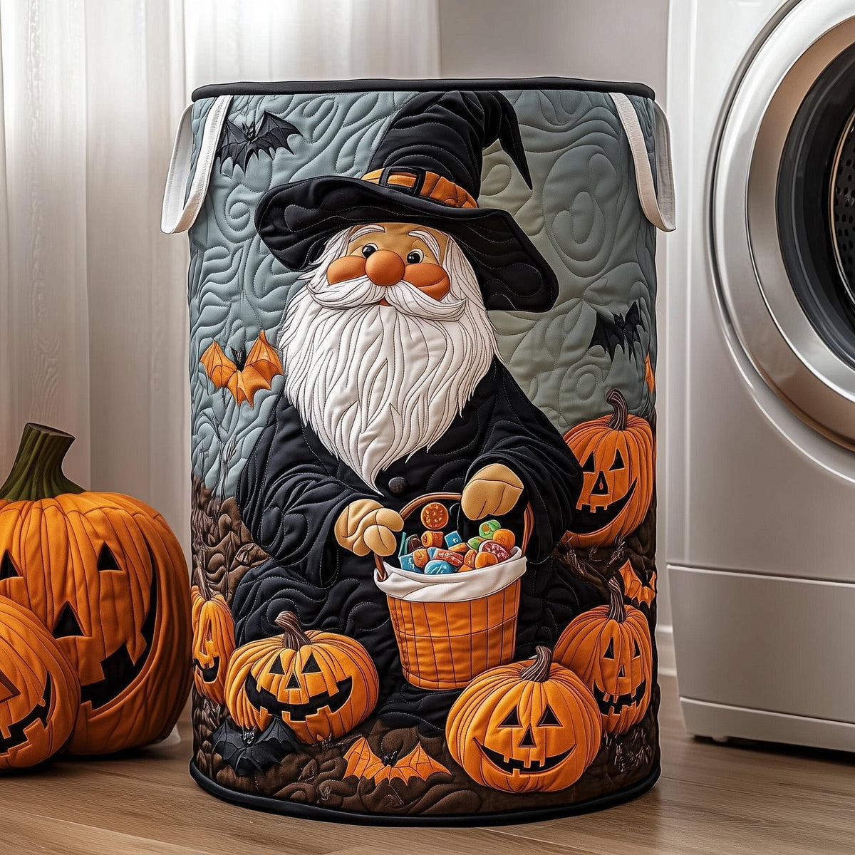 Halloween Gnome Quilted Laundry Hamper printed laundry hamper