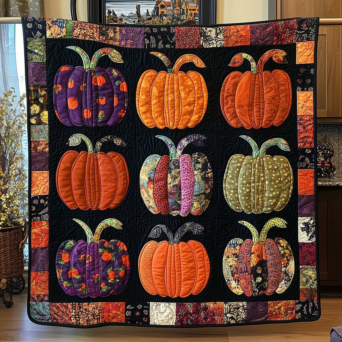 Halloween Harvest Quilted Blanket printed blanket