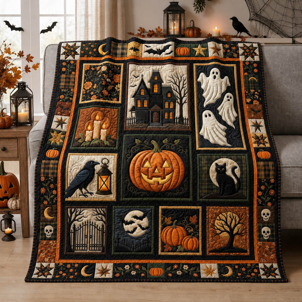 Halloween Patchwork Quilted Blanket printed blanket