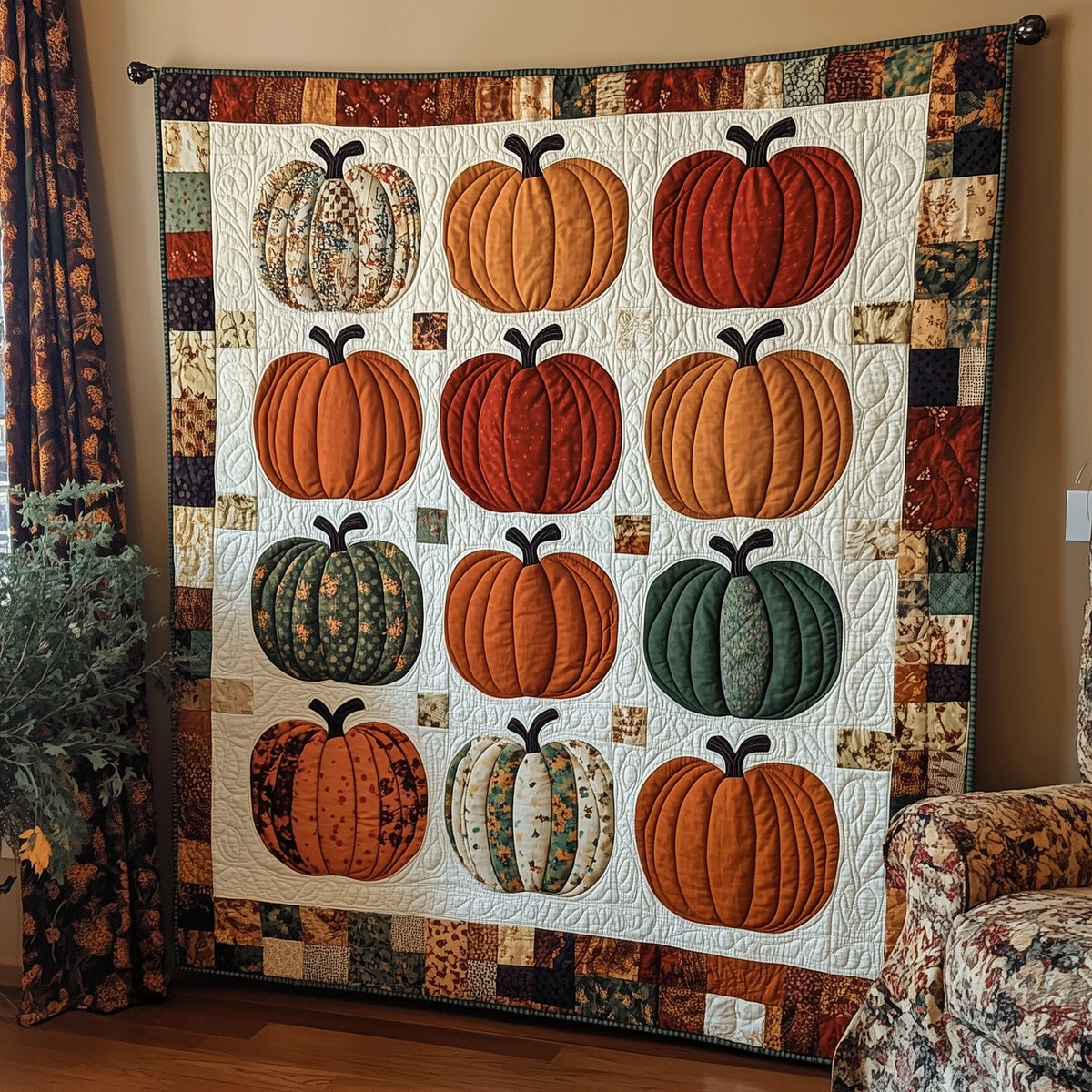 Halloween Pumpkin Quilted Blanket printed blanket