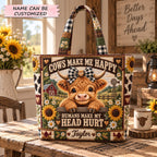 Happy Farm Cow Quilted Tote Bag QTCUZ printed tote bag