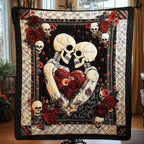 Happy Skull Couple Quilted Blanket printed blanket