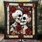 Happy Skull Couple Quilted Blanket printed blanket