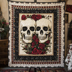 Happy Skull Couple Quilted Blanket printed blanket