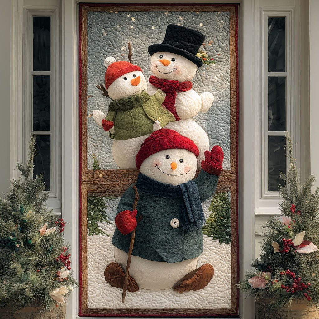 Happy Snow Stack Quilted Door Curtain printed door curtain