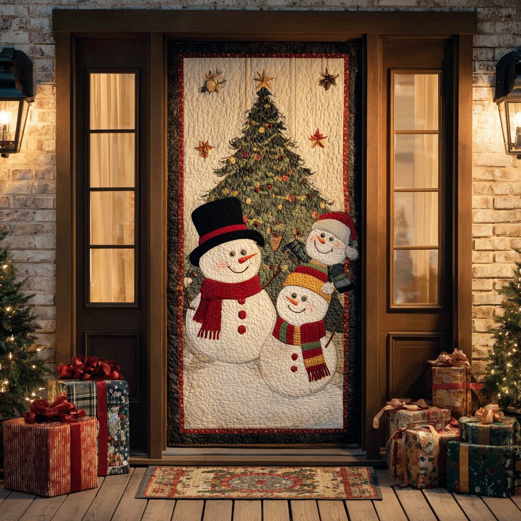 Happy Snowman Quilted Door Curtain printed door curtain