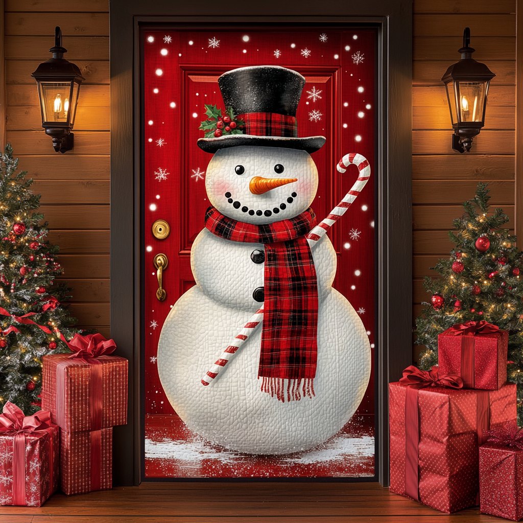 Happy Snowman Quilted Door Curtain printed door curtain