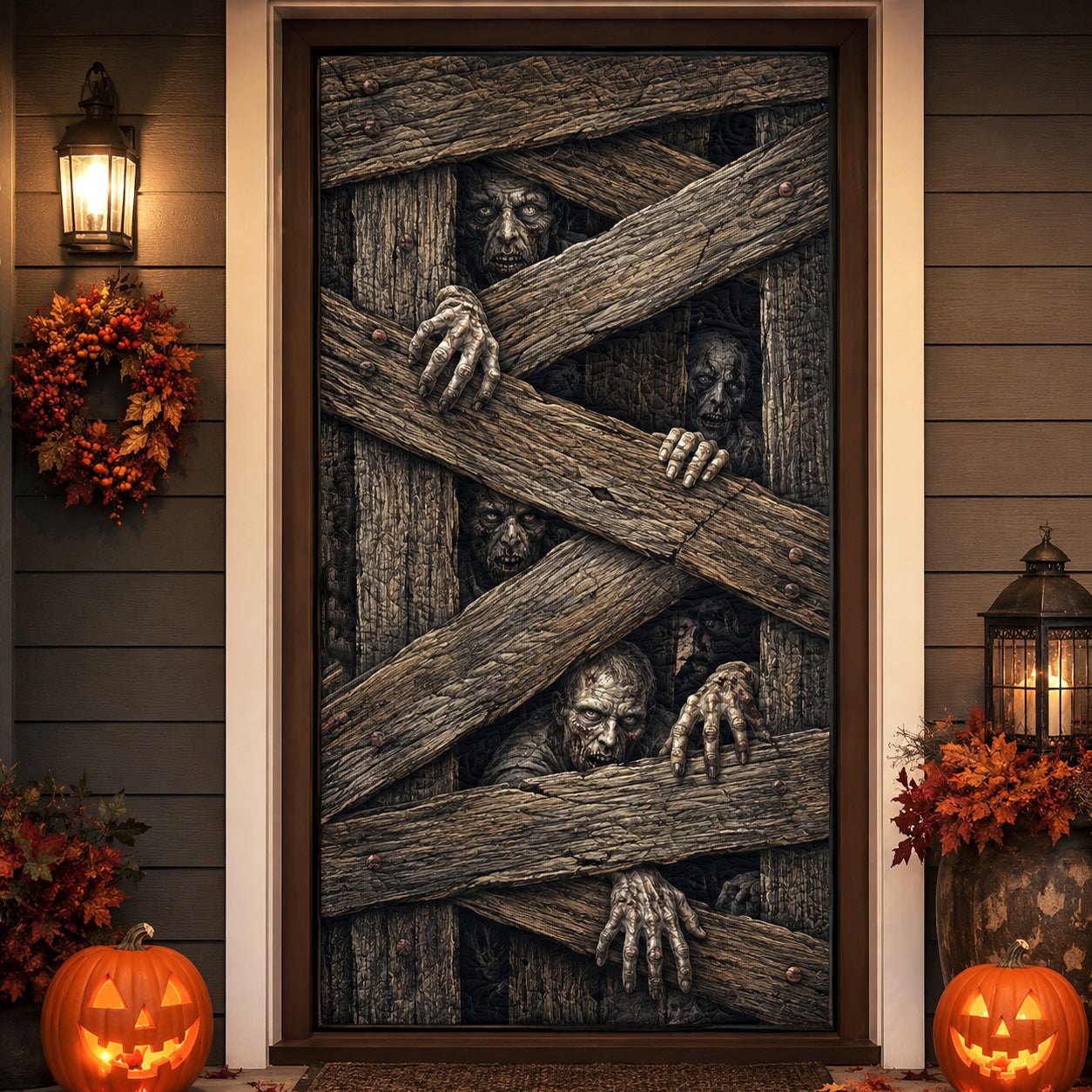 Haunted Barricade Quilted Door Cover printed quilted door curtain