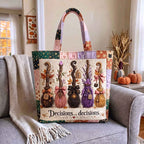 Haunted Broom Quilted Tote Bag printed tote bag