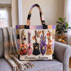 Haunted Broom Quilted Tote Bag printed tote bag