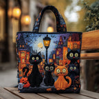 Haunted Cat Quilted Tote Bag printed tote bag