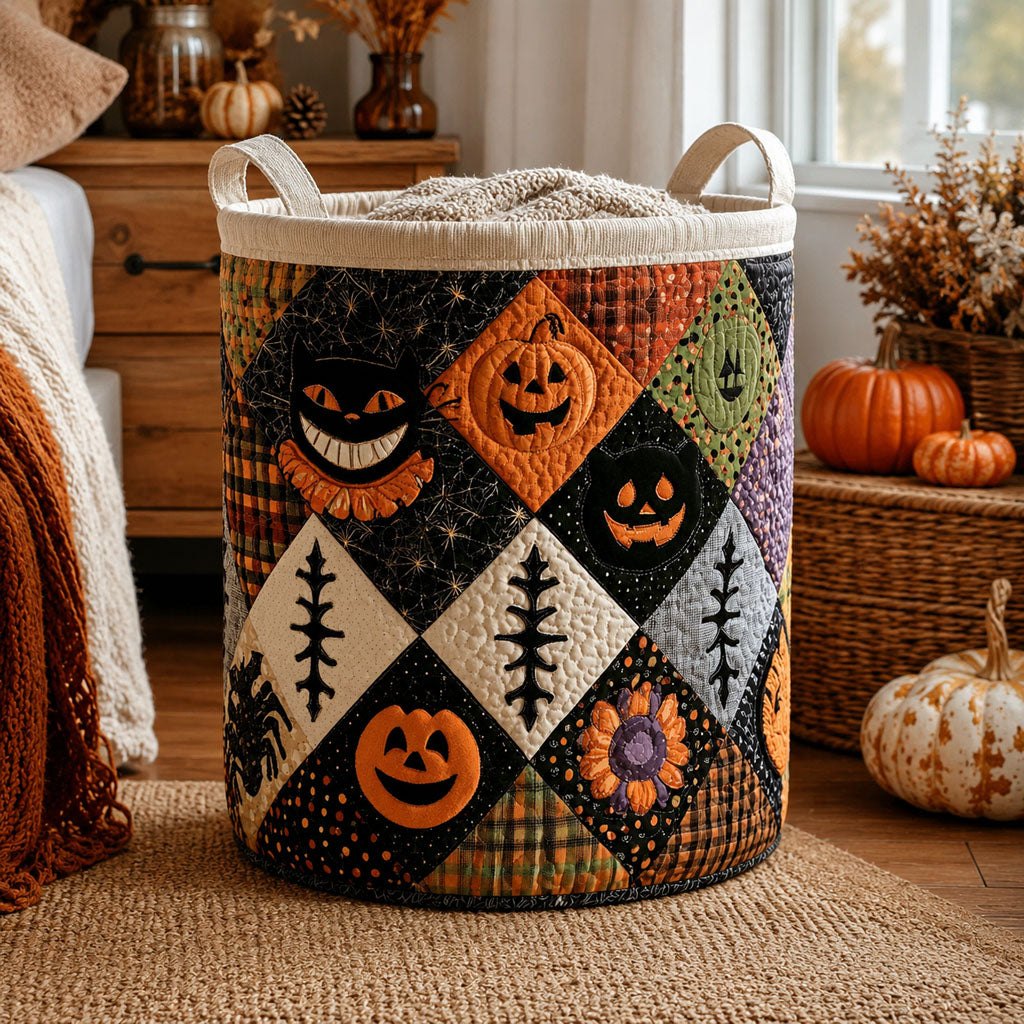 Haunted Harvest Hollow Quilted Laundry Hamper printed laundry hamper