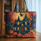 Haunted Manor Quilted Tote Bag printed tote bag