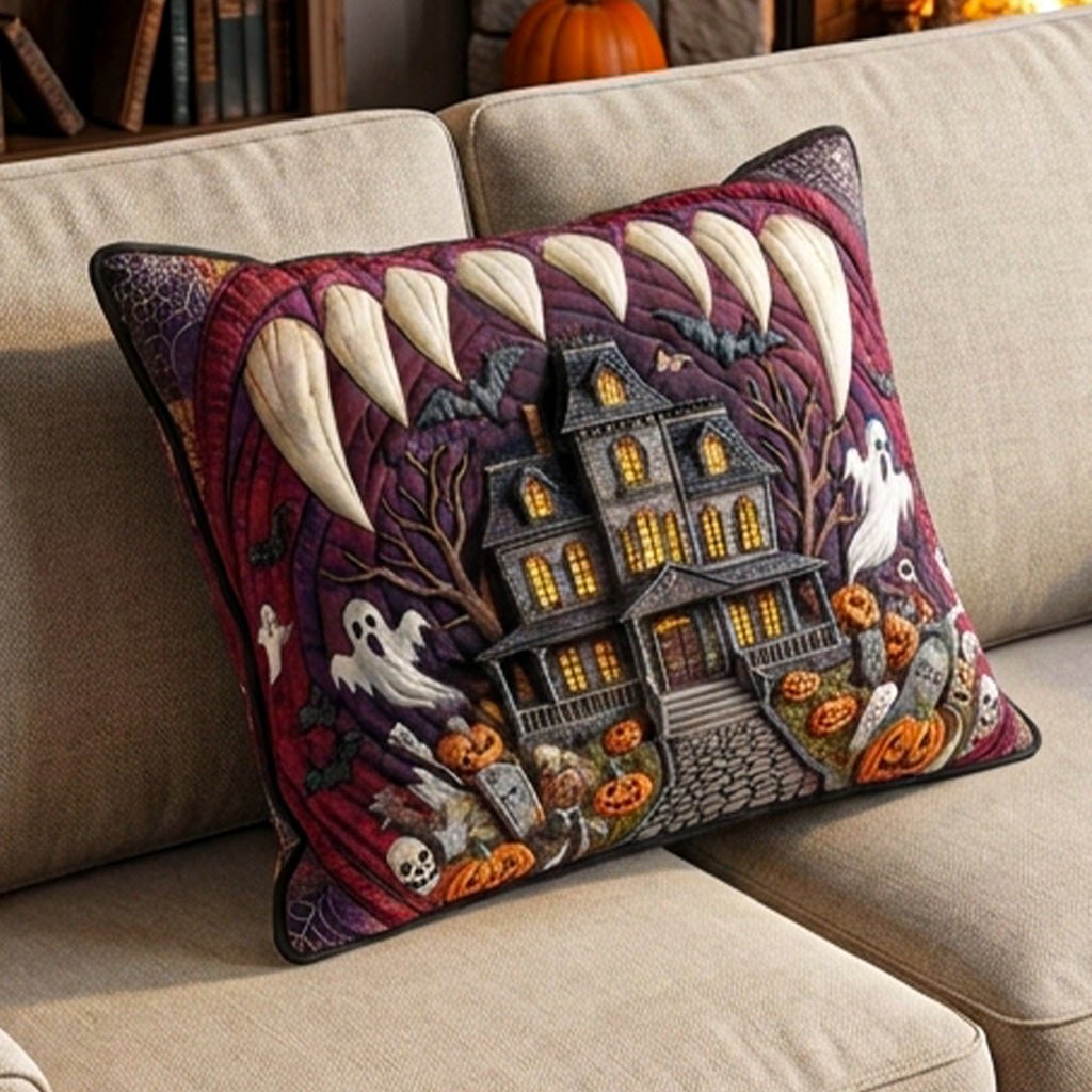 Haunted Maw Quilted Cushion Cover printed cushion cover