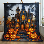 Haunted Pumpkin Manor Quilted Blanket printed blanket