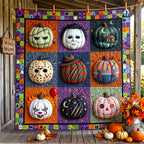 Haunted Pumpkin Quilted Blanket printed blanket