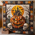 Haunted Pumpkin Quilted Blanket printed blanket