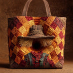 Haunted Scarecrow Quilted Tote Bag printed tote bag