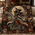 Haunted Skeleton Witch Quilted Blanket printed blanket