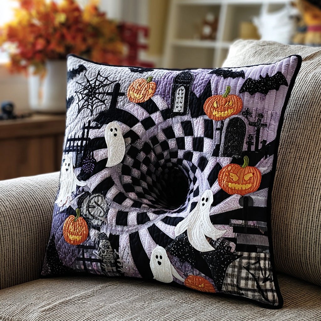 Haunted Spiral Quilted Cushion Cover printed cushion cover