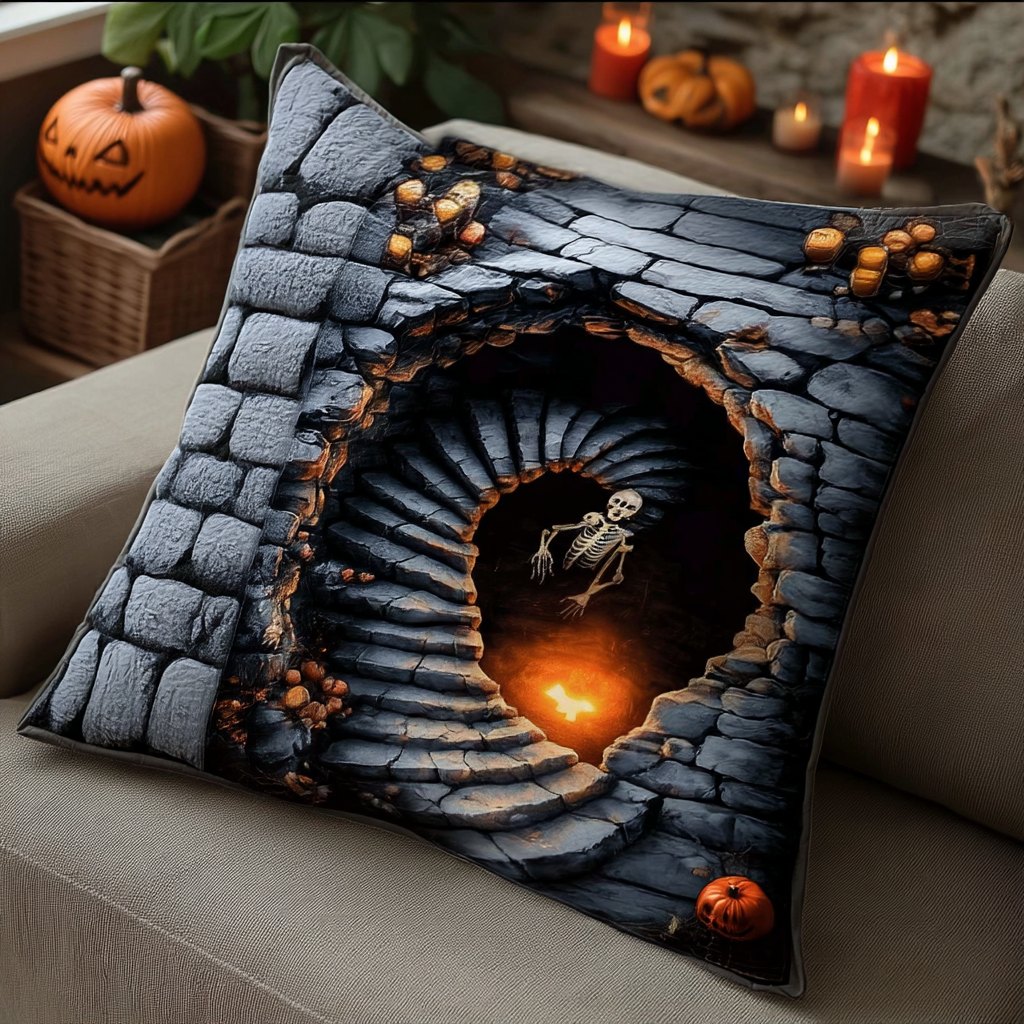 Haunted Spiral Quilted Cushion Cover printed cushion cover