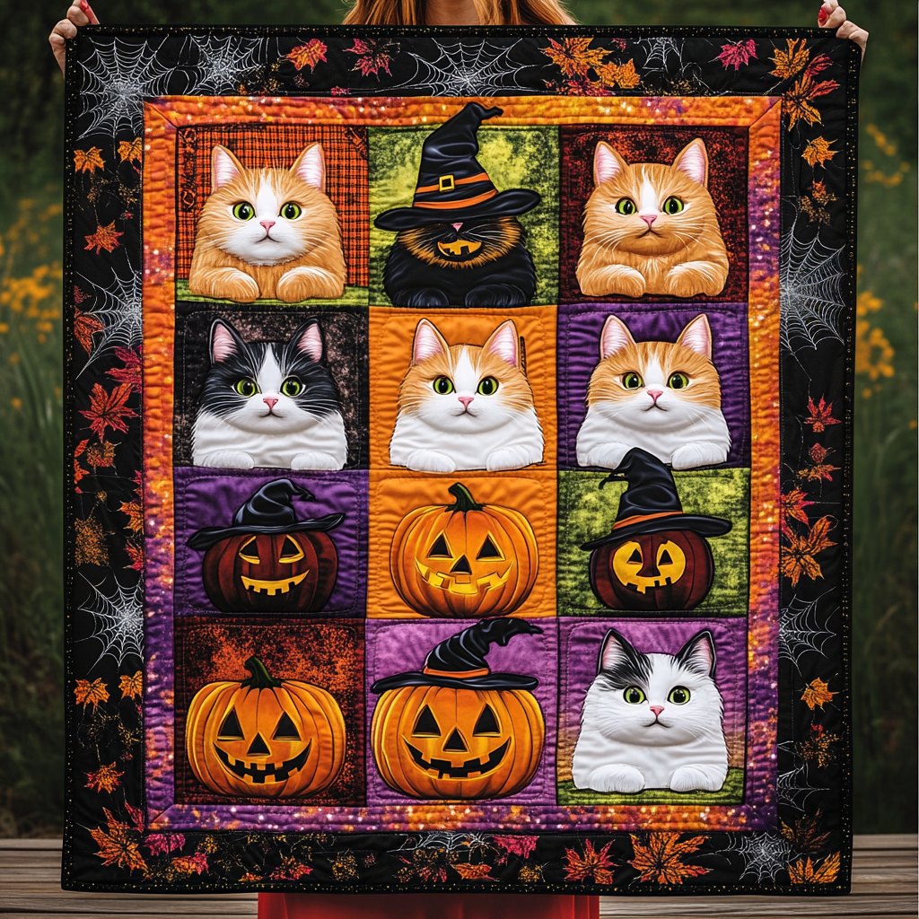 Haunted Whiskers Quilted Blanket printed blanket
