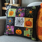 Haunting Halloween Patchwork Quilted Cushion Cover printed cushion cover