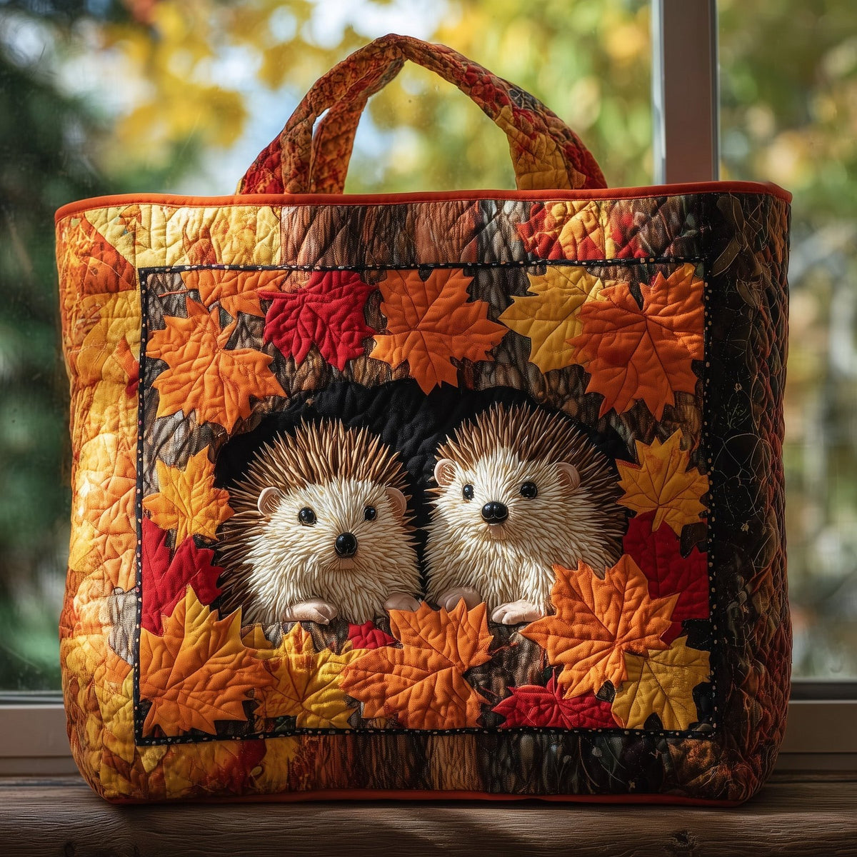 Hedgehog Heaven Quilted Tote Bag printed tote bag