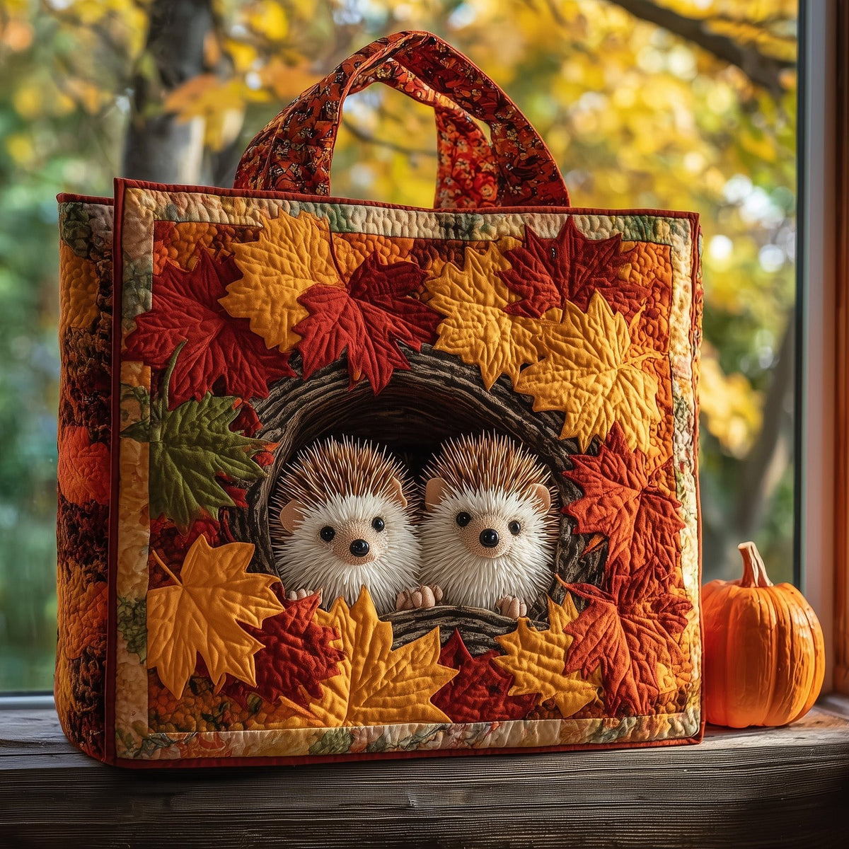Hedgehog Heaven Quilted Tote Bag printed tote bag