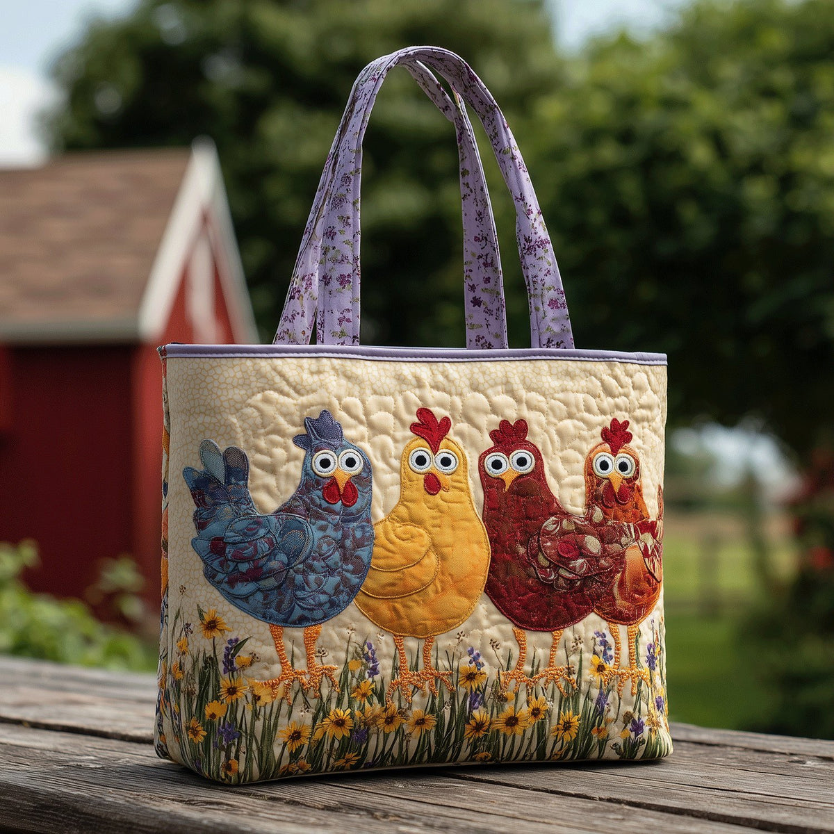 Hen Party Quilted Tote Bag printed tote bag