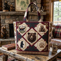 Heritage Bear Emblems Quilted Tote Bag printed quilted tote bag