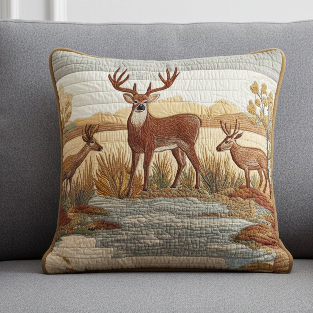 Hidden Deer Quilted Cushion Cover printed cushion cover