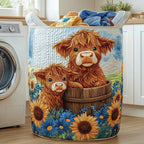 Highland Cow Quilted Laundry Hamper printed laundry hamper