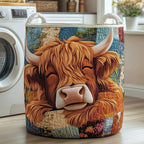 Highland Cow Quilted Laundry Hamper printed laundry hamper