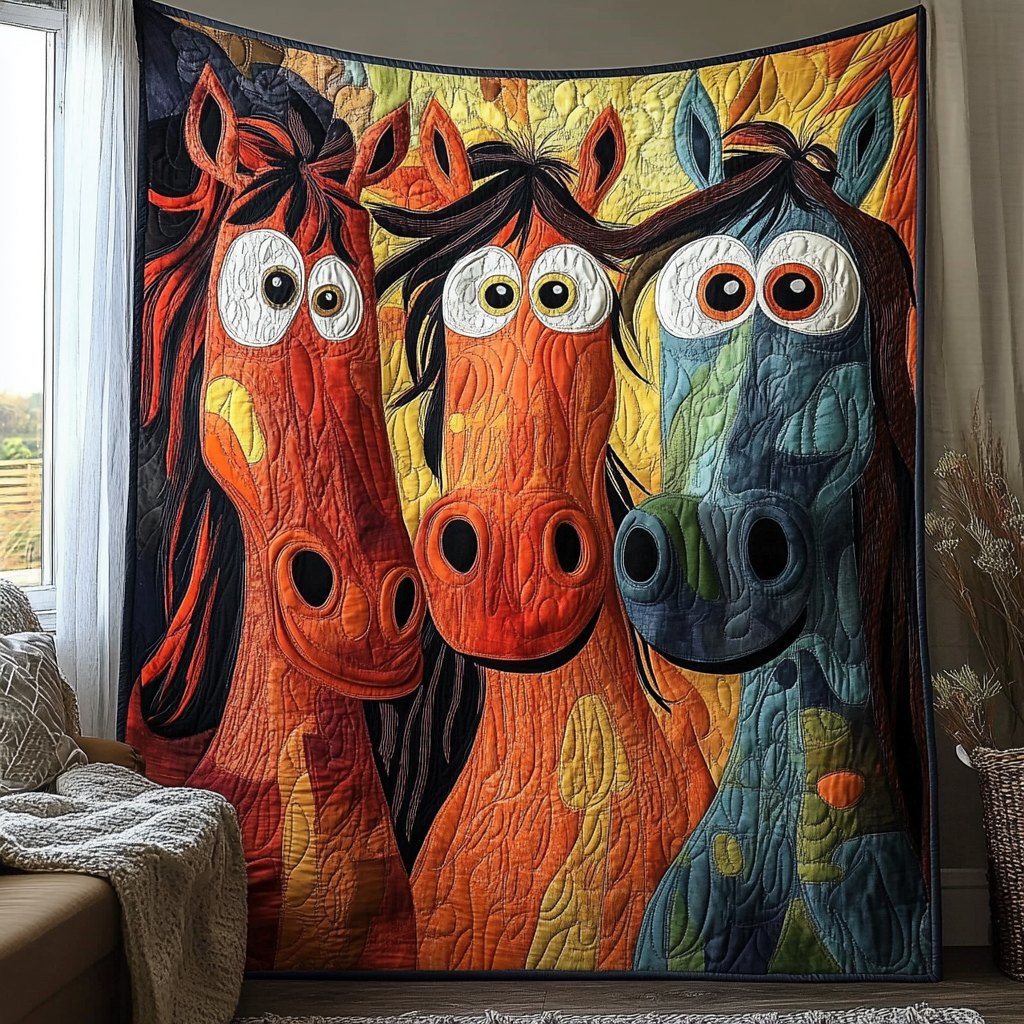 Hilarious Horse Quilted Blanket printed blanket