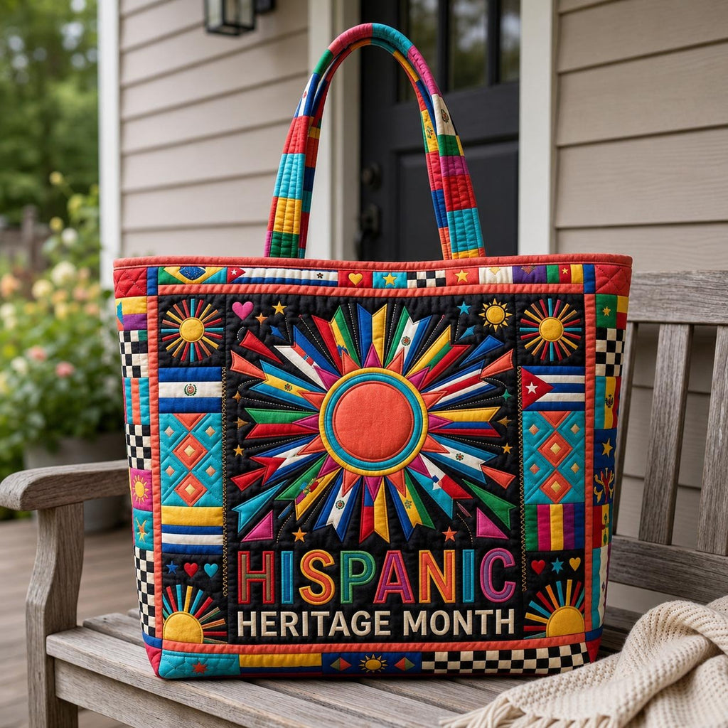 Hispanic Heritage Month Quilted Tote Bag printed quilted tote bag