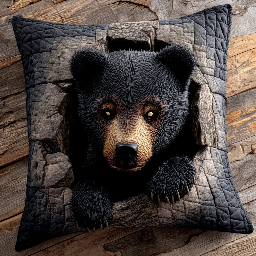 Holiday Bear Quilted Cushion Cover printed cushion cover