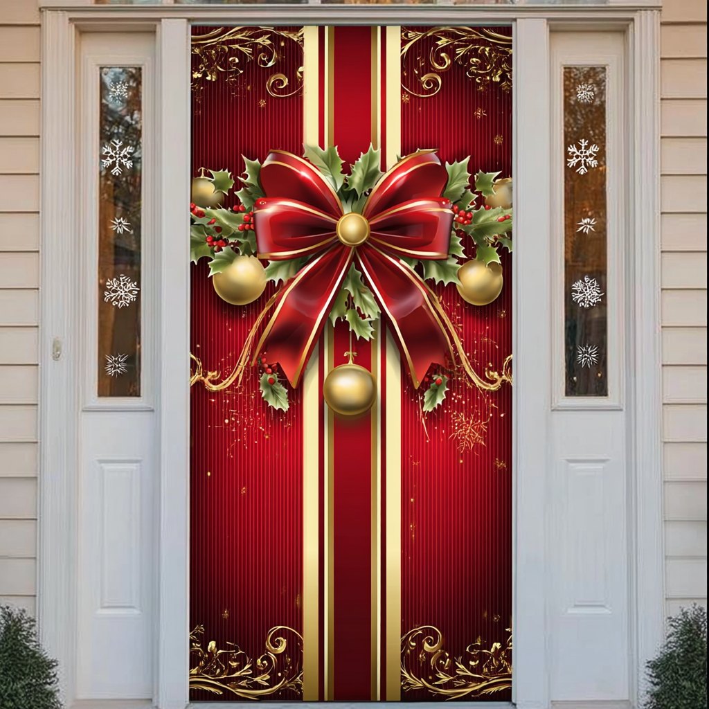 Holiday Bloom Quilted Door Curtain printed door curtain