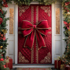 Holiday Bow Sparkle Quilted Door Curtain printed door curtain