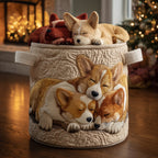Holiday Corgi Dreams Quilted Laundry Hamper printed laundry hamper