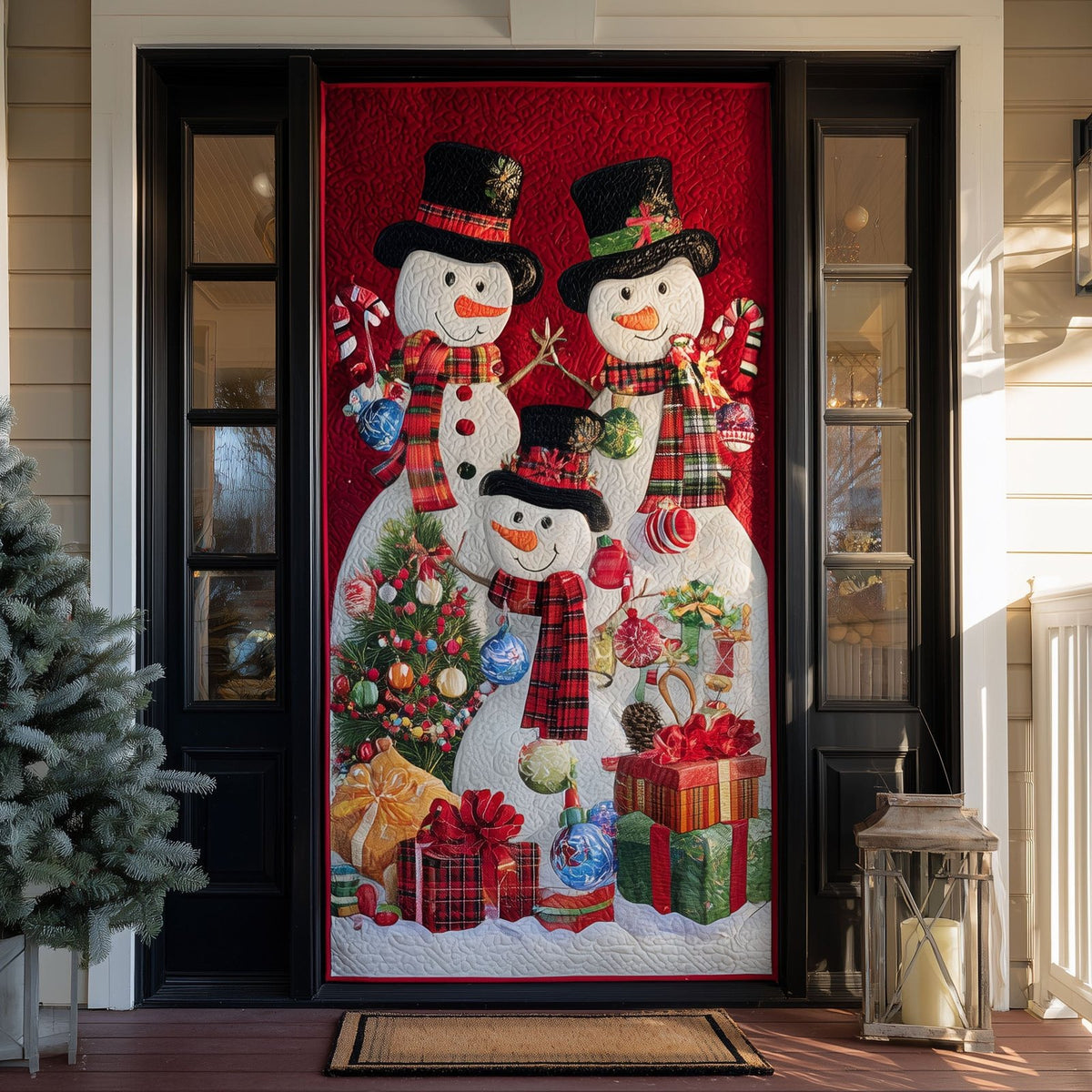 Holiday Family Quilted Door Curtain printed door curtain