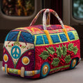 Holiday Freedom Van Quilted Duffle Bag printed quilted duffle bag