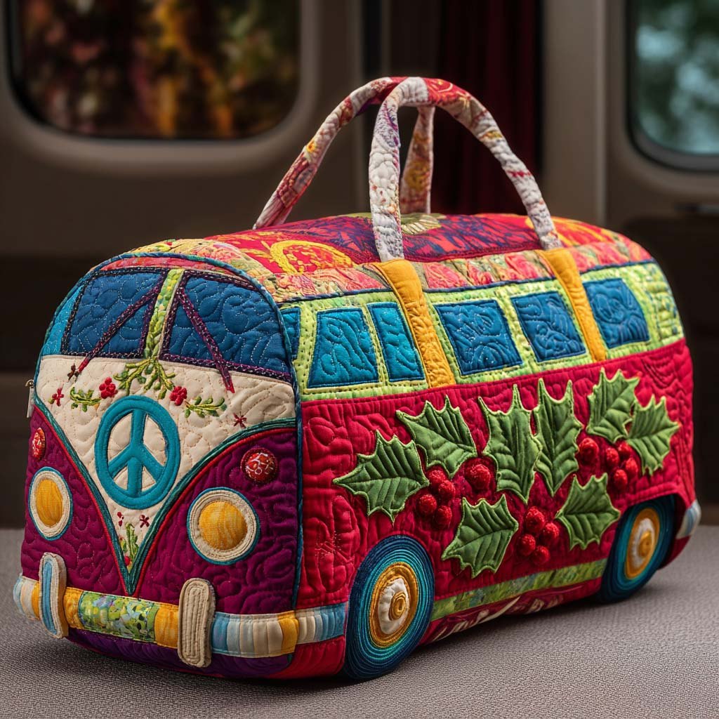 Holiday Freedom Van Quilted Duffle Bag printed quilted duffle bag