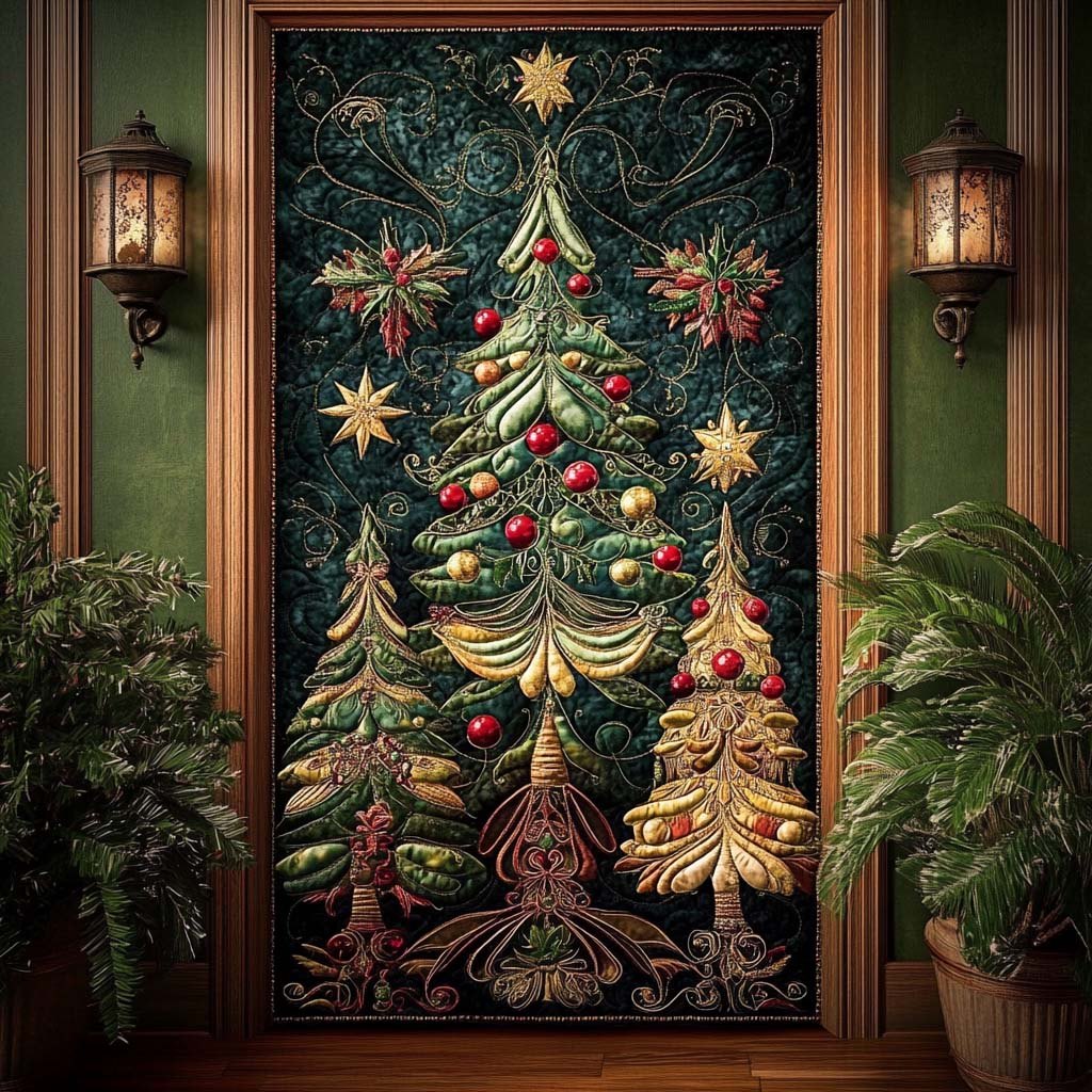 Holiday Glee Quilted Door Curtain printed door curtain