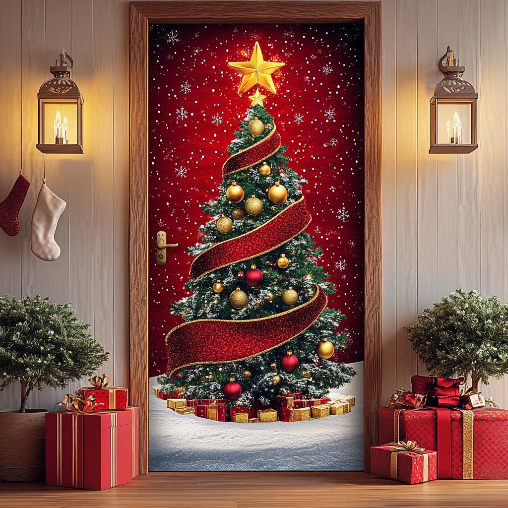 Holiday Light Quilted Door Curtain printed door curtain